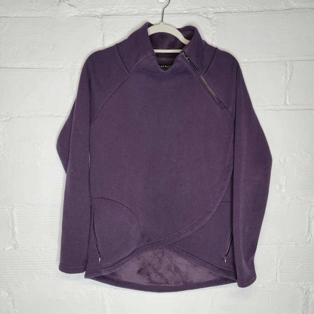 Athleta Women's Small Cozy Karma Asymmetrical Pullover Sweatshirt Purple